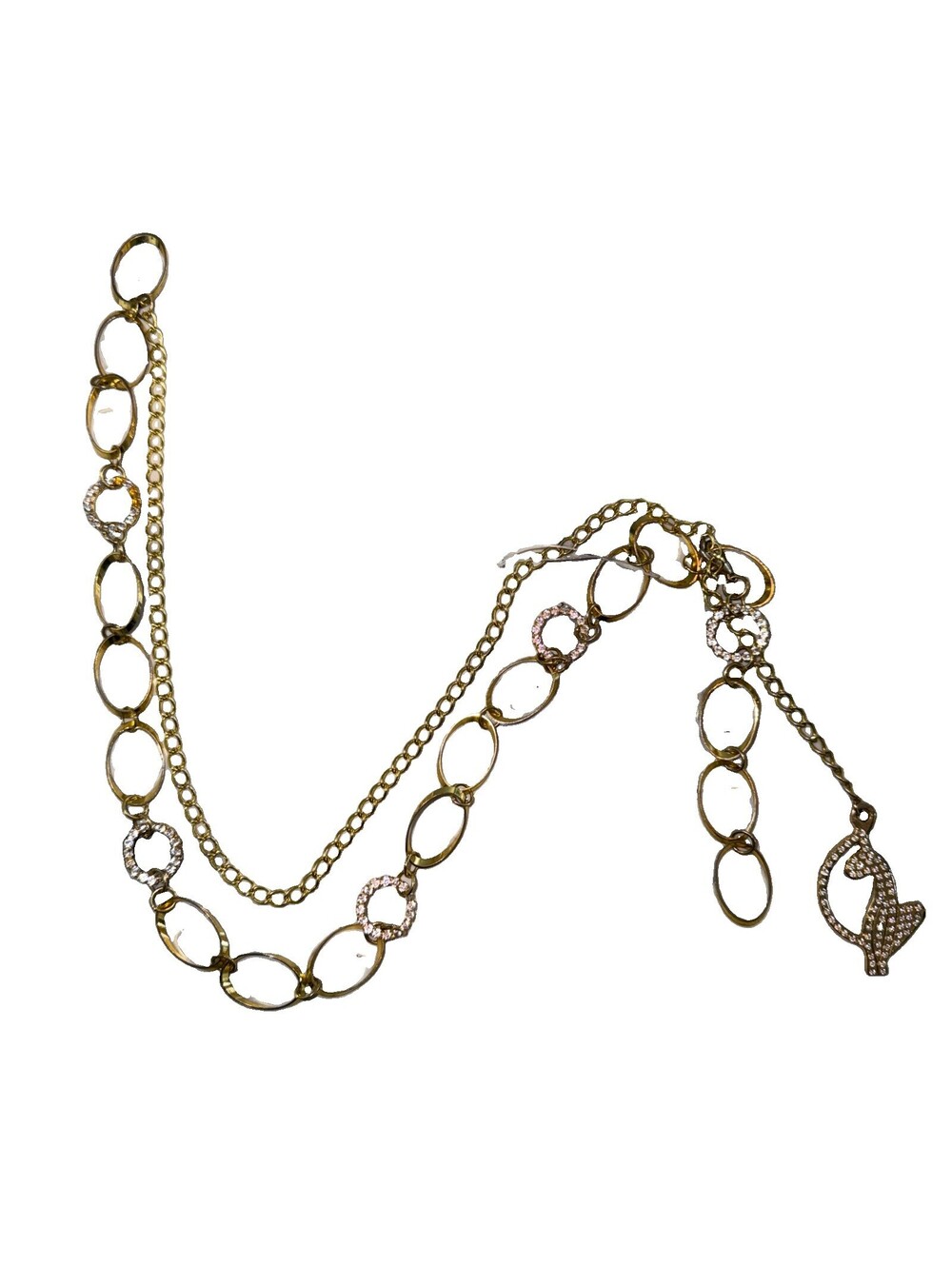 Baby Phat Y2K Gold Chain Belt Rhinestone Glam Retro Adjustable One Size Fits All